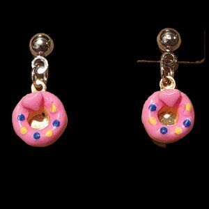 Strawberry Frosted Sprinkled Donut Earrings